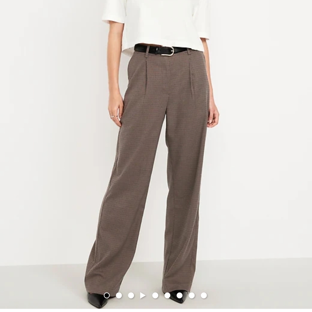 Extra High Waisted Wide-Leg Houndstooth Trousers